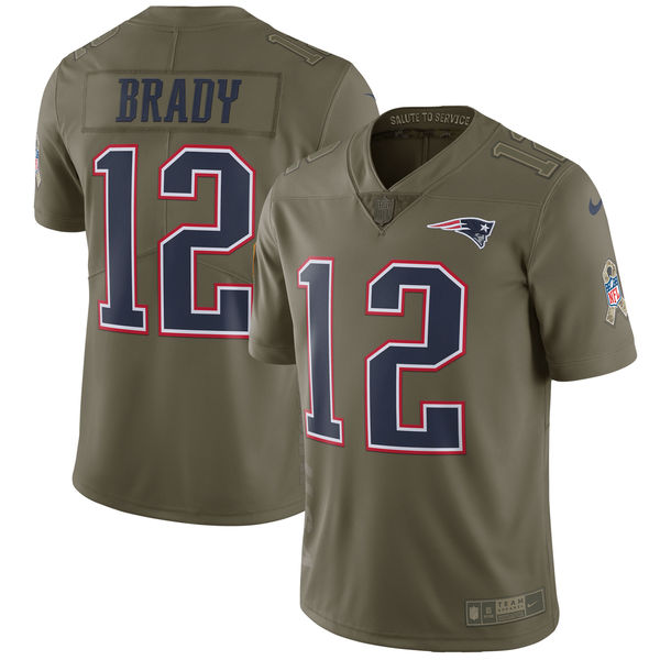 Youth New England Patriots #12 Brady Nike Olive Salute To Service Limited NFL Jerseys->->Youth Jersey